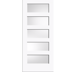 26" x 90" x 1 3/4  5 Panel Shaker White Laminate Glass Door - Primed