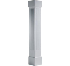 6"x 8ft   PVC Square Fluted Column Wrap  